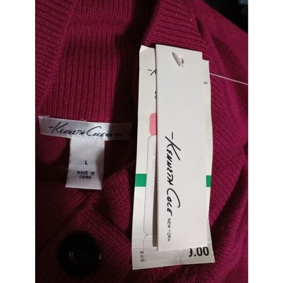 Kenneth Cole Ladies Large Pink Long Sleeve Cardigan Sweater‎ Wool Blend - Picture 5 of 8